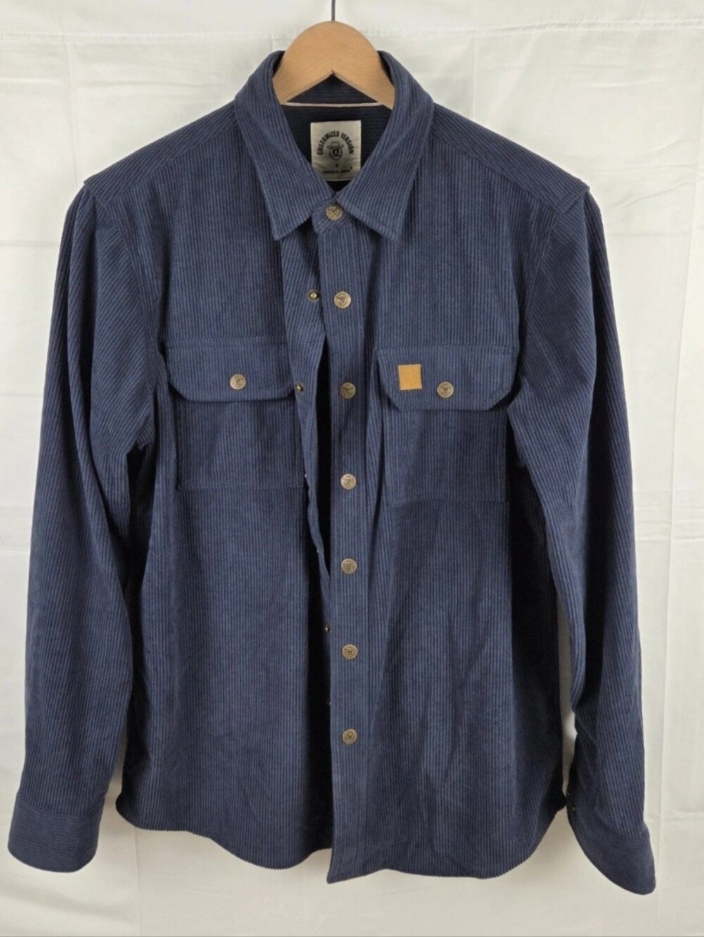 Dubinik Corduroy Shirt Jacket Mens Medium Navy Button Up Pockets